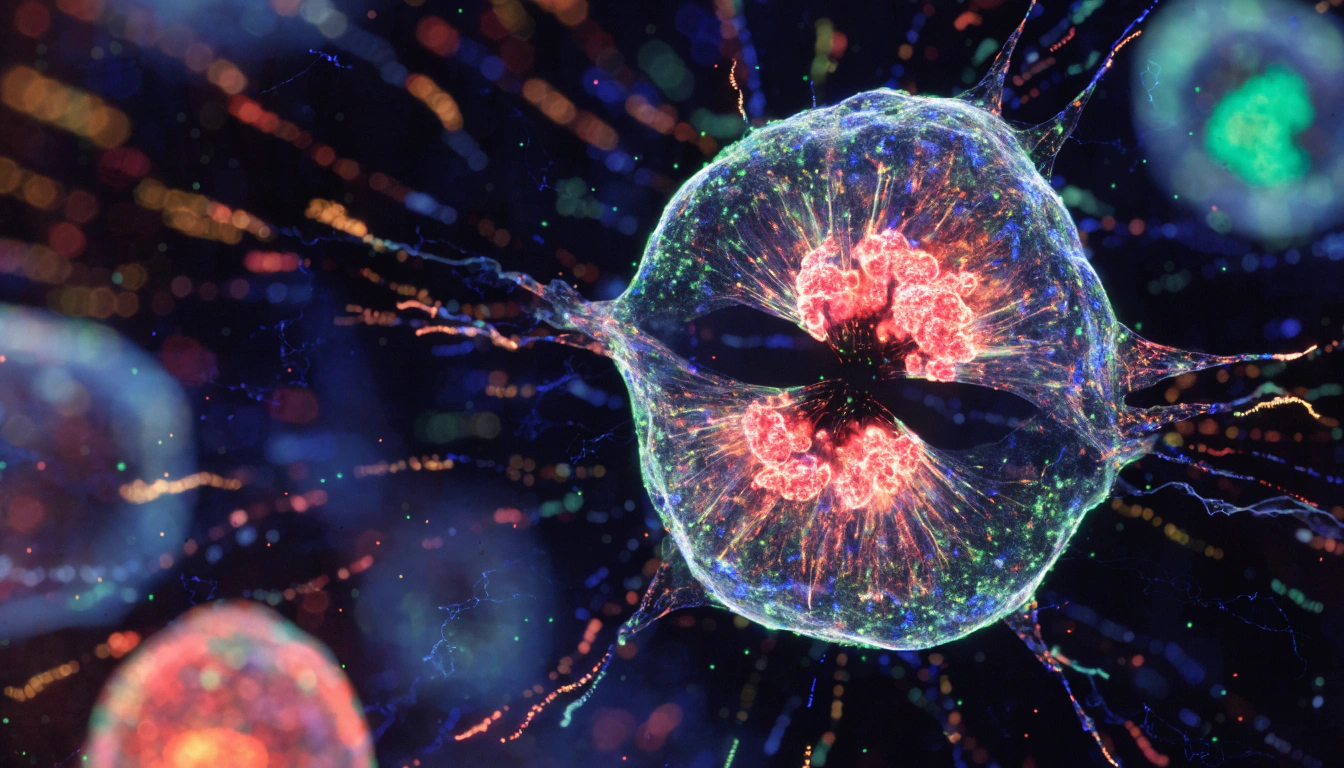 Cell mitosis under microscope