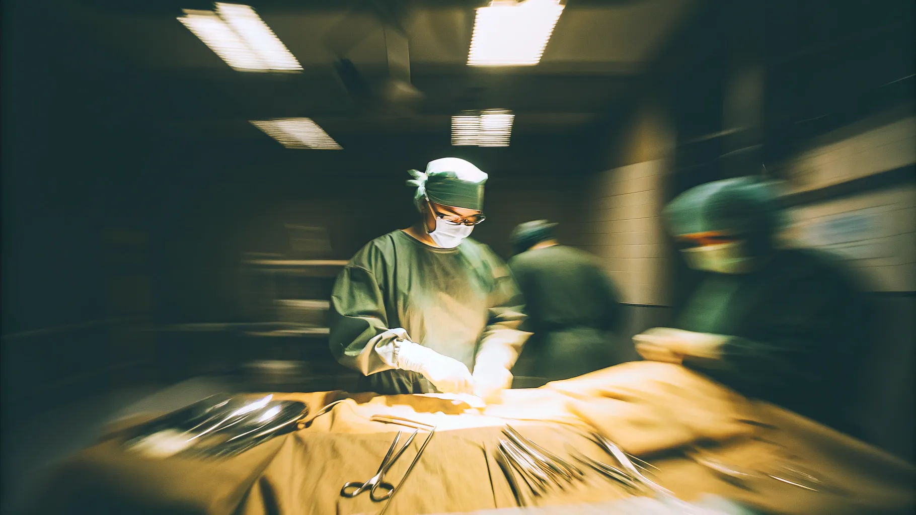 Surgeon performing surgery in an operating theatre