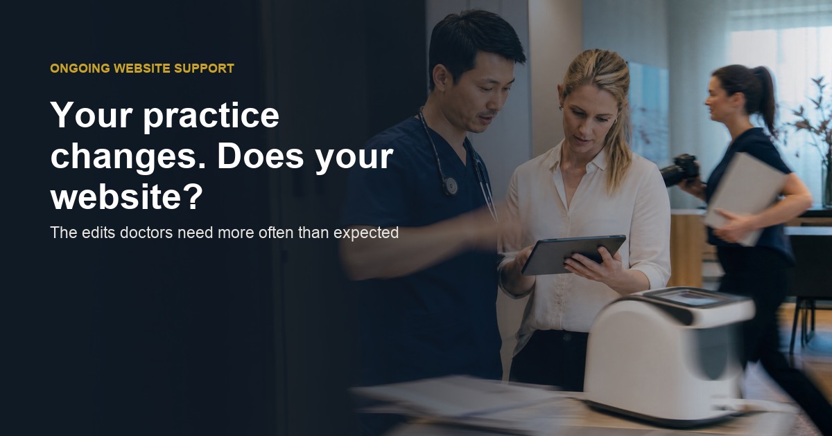 A practice manager updating a medical website after clinic hours